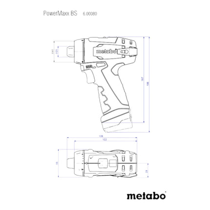 Metabo PowerMaxx BS Basic cordless drill driver 12 V 34 Nm ( 600984500 ) + 2x rechargeable battery 2.0 Ah + charger + case