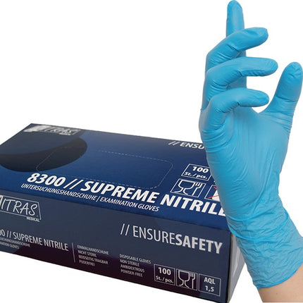 Guantes desechables NITRAS SUPREME NITRILE talla S azul ( 8000236476 )