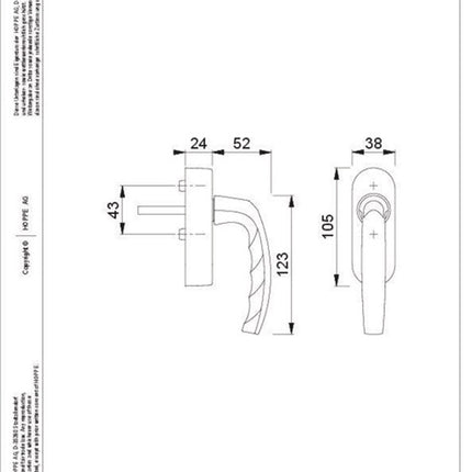 HOPPE window handle Atlanta 0530/FR-408 Aluminium F1 / natural coloured ( 8000350520 )