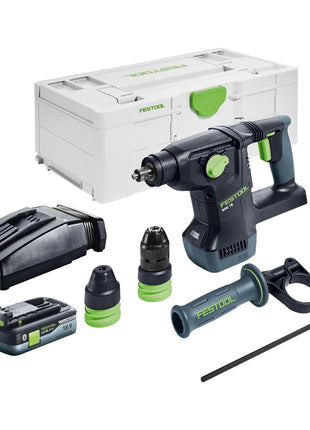 Martello combinato a batteria Festool KHC 18 EB-Basic 18 V 2,6 J SDS-Plus Brushless + 1x batteria ricaricabile 4,0 Ah + caricatore + systainer