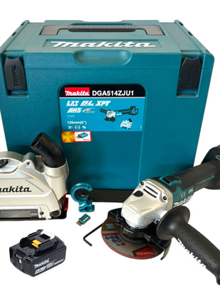 Makita DGA 514 T1JU1 Akumulatorowa szlifierka kątowa 18 V 125 mm bezszczotkowa + 1x akumulator 5,0 Ah + Makpac - bez ładowarki