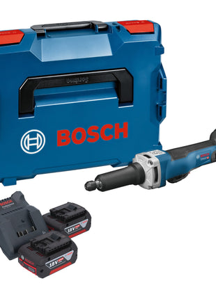 Bosch GGS 18V-23 PLC Smerigliatrice diritta professionale a batteria 18 V brushless + 2x batteria ricaricabile 4,0 Ah + caricabatterie + L-Boxx