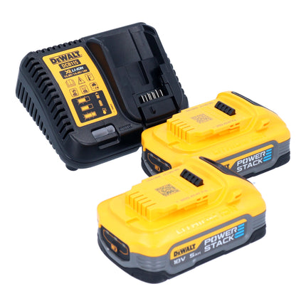 Amoladora angular a batería DeWalt DCG 409 H2T 18 V 125 mm sin escobillas + 2x batería Powerstack 5,0 Ah + cargador + TSTAK