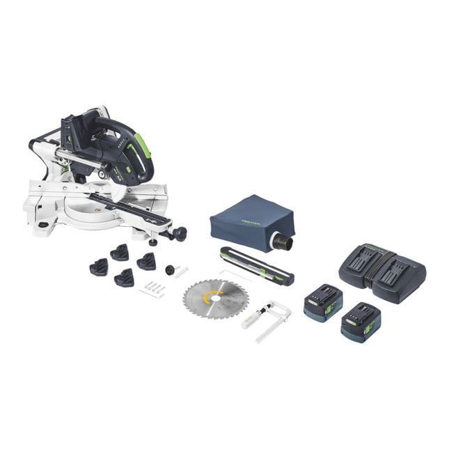 Tronzadora sin cable Festool KSC 60 EB-Basic KAPEX 18 V / 36 V 216 mm sin escobillas + 2x batería recargable 5,0 Ah + cargador doble