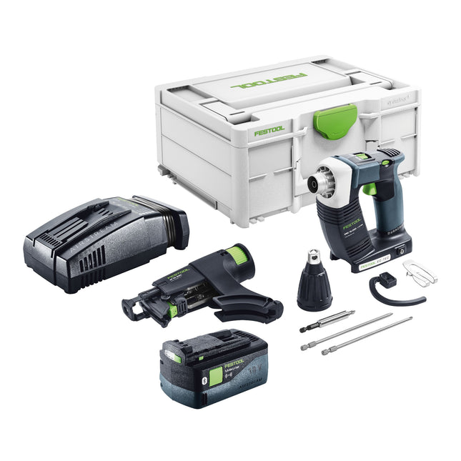 Festool DURADRIVE DWC 18-2500 Basic atornillador sin cable para la construcción 18 V 18 Nm sin escobillas + 1x batería recargable 5,0 Ah + cargador rápido + systainer