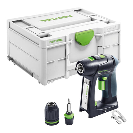 Festool C 18 Basic Taladro atornillador con batería 18 V 45 Nm sin escobillas + 1 batería 5,0 Ah + cargador rápido + Systainer