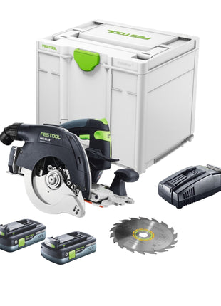 Sierra circular sin cable Festool HKC 55 EB-Basic 18 V 160 mm sin escobillas + 2x batería recargable 4,0 Ah + cargador rápido + Systainer