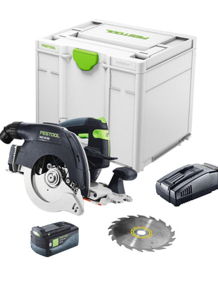 Festool HKC 55 EB-Basic sierra circular sin cable 18 V 160 mm sin escobillas + 1x batería recargable 5,0 Ah + cargador rápido + Systainer