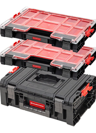 Toolbrothers RHINO Werkzeugkasten Set 1 RHINO L Werkzeugkoffer ECO Basic + 2x RHINO L Organizer ECO Höhe L Boxen IP54
