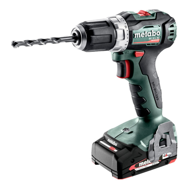 Taladro atornillador a batería Metabo BS 18 L BL 18 V 60 Nm sin escobillas ( 602326500 ) + 2x batería recargable 2,0 Ah + cargador + metabox
