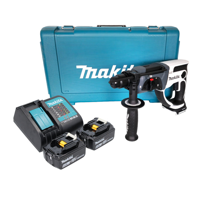 Makita DHR 202 SGW akumulatorowa wiertarko-wkrętarka 18 V 20 mm 2,0 J biała + 2x akumulator 6,0 Ah + ładowarka + walizka