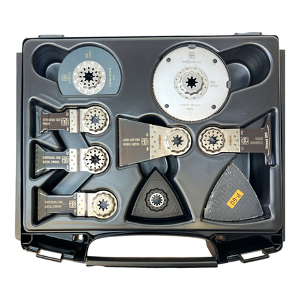 Fein Multimaster AMM 700 MAX AS utensile multifunzione a batteria 18 V Starlock Max Black Edition ( 71294161000 ) + 2x batteria 4,0 Ah + caricabatterie + 33 pezzi accessori + L-Boxx