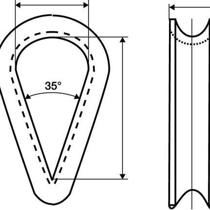 Kausche DIN 6899 Form B ( 1000120171 ) 4 mm galvanisch verzinkt mit tiefer Rille