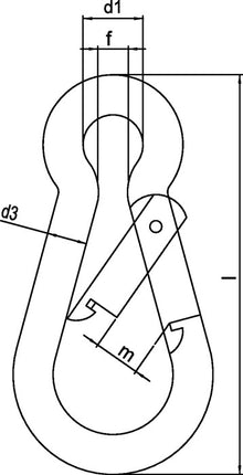 Mosquetón DIN 5299, forma C ( 1000120190 ) longitud 120 mm grosor del alambre 11 mm galvanizado