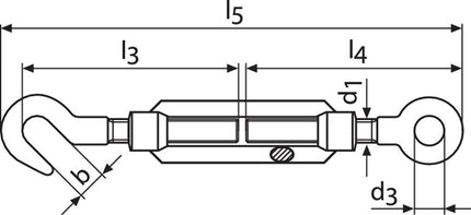 Turnbuckle DIN 1480 ( 1000120410 ) M10 Length 213 - 298 mm galvanised