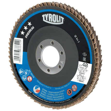 Tarcza listkowa Tyrolit PREMIUM ( 4000845930 ) Ø 125 mm ziarnistość 40 korbowana