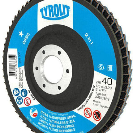 Tyrolit Fächerscheibe BASIC ( 8000757507 ) Ø 125 mm Körnung 40 gekröpft