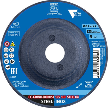 Tarcza szlifierska PFERD CC-GRIND-ROBUST SGP STEELOX ( 8000793518 ) D125xSmm Otwór 22,23 mm
