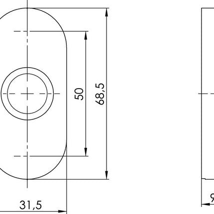Rosace de poignée Ogro 6621 AL ( 3000267067 ) aluminium F1 ovale