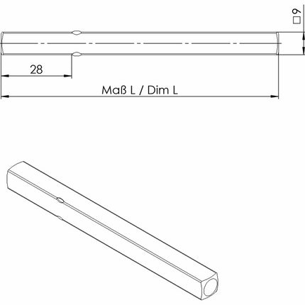 Ogro FS-Drückerstift OGRO 114 PB FS ( 3000267157 ) Vierkant 9 x 110 mm Vollstift