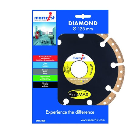 Diamanttrennscheibe MC850 AkkuMAX ( 4000865528 ) Ø 125 mm Bohrung 22,23 mm Winkelschleifer Segmentbreite 37,6 mm
