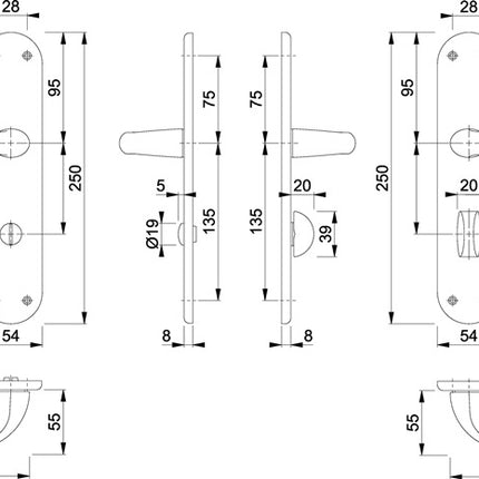 Juego de renovación Hoppe Tôkyô 1710/3334 ( 8000348501 ) Aluminio F1 distancia 78 mm