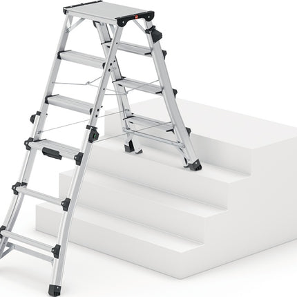 Hailo Stufenstehleiter D100 Topline ( 9000463145 ) Aluminium Stufen 2 x 4 - 2 x 6 teleskopierbar