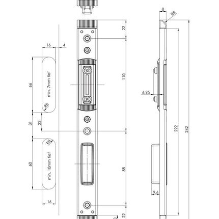 FUHR Schließteil 59046 ( 3000254348 ) Falle/Riegel links / rechts silberfarbig