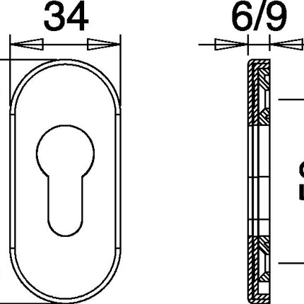 EDI Feuerschutzcliprosette 0813/6 ( 3000200047 ) Aluminium F12 Profiltür
