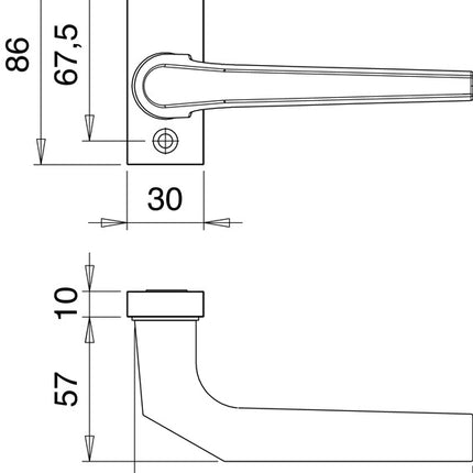 Dźwignia klamki z profilem EDI otwór część 1390/0800 ( 3000200010 ) Aluminium F1 z korbą