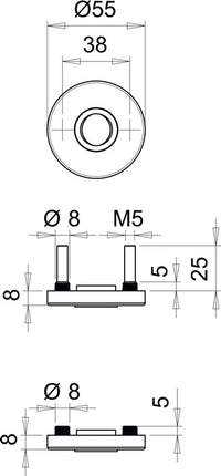 Maniglia a leva EDI rosa 051 ( 3000261366 ) in acciaio inox F00 tondo