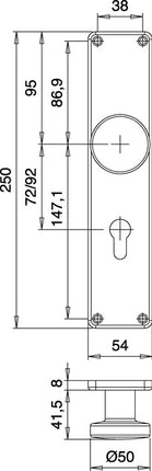 Manopola EDI piastra di rinnovo 344 H ( 3000261364 ) acciaio inox EST 92 mm PZ
