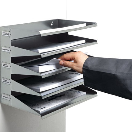 Estación de clasificación duradera ( 9000493660 ) 5 compartimentos chapa de acero gris claro, RAL 7035