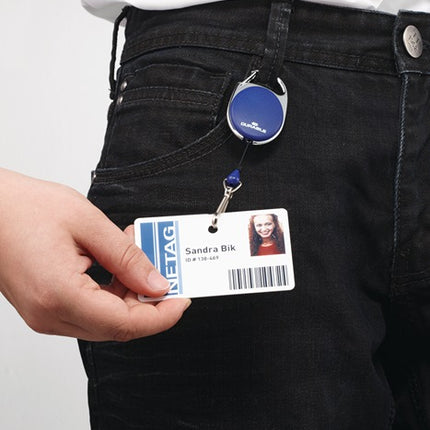 Durable badge holder ( 9000483343 ) with spring hook blue