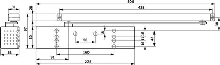 Dormakaba slide channel door closer TS 93 G Basic ( 3000255107 ) standard installation hinge side