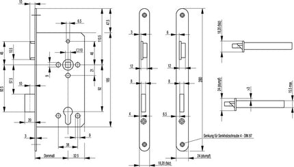 Serratura da infilare BKS per porta d'ingresso 0024 ( 3322024113 ) PZW 22/55/92/10 mm DIN destro
