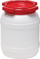 Wide-neck drum ( 9000450100 ) 6.0 l PE white with red lid Filling opening-Ø 136 mm
