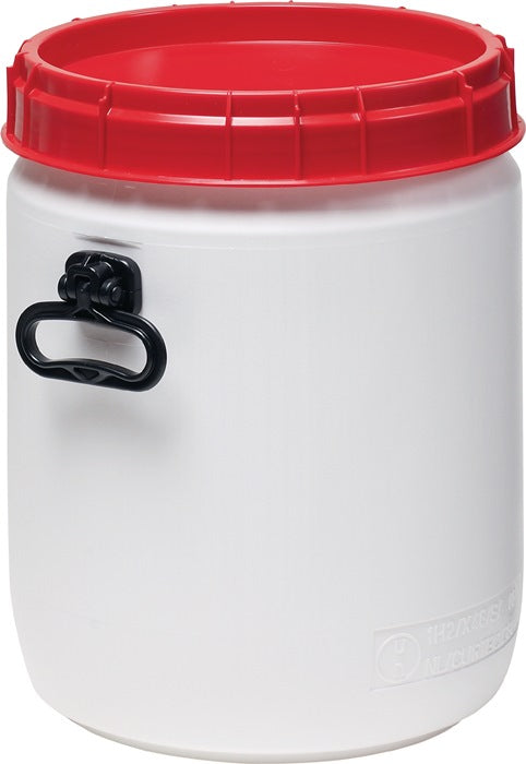Fusto a collo largo ( 9000450112 ) 34 l bianco con coperchio rosso Apertura di riempimento Ø 296 mm
