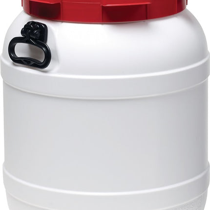 Wide-neck drum ( 9000450104 ) 55.0 l PE white with red lid Filling opening-Ø 282 mm