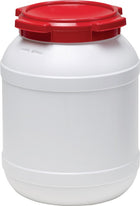 Wide-neck drum ( 9000450103 ) 26.0 l PE white with red lid Filling opening-Ø 203 mm