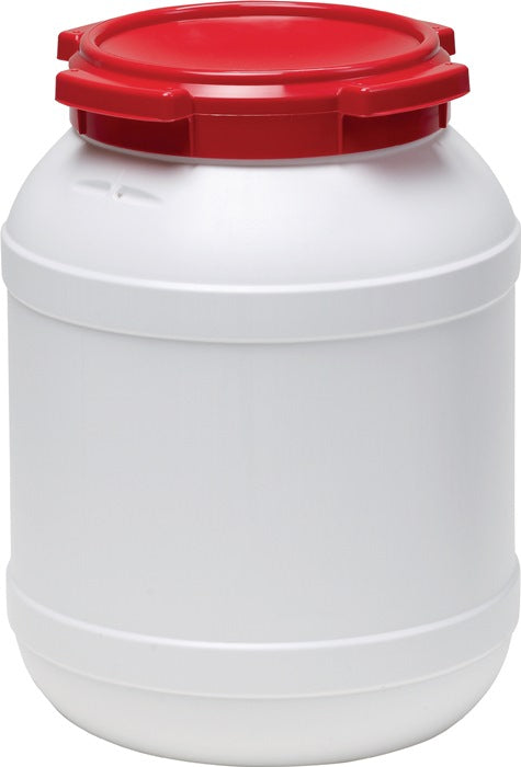 Fusto a collo largo ( 9000450103 ) 26,0 l PE bianco con coperchio rosso Apertura di riempimento Ø 203 mm