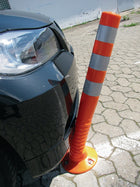 Słupek bariery ( 9000490020 ) plastikowy pomarańczowy/biały Ø 80 mm z materiałem mocującym