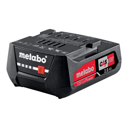 Metabo Jeu d'accumulateurs 2x bloc d'accumulateurs Li-Power 12 V 2,0 Ah / 2000 mAh Li-Ion avec affichage de l'état de charge ( 2x 625406000 )