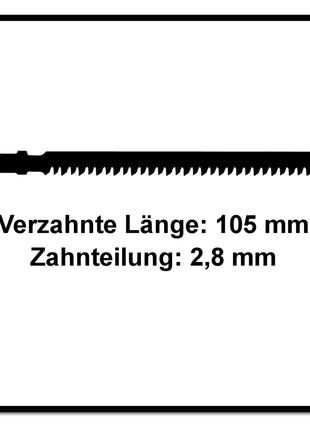 Festool S 105/2,8/5 Stichsägeblatt WOOD STRAIGHT CUT 5 Stück ( 204262 ) für PS 300, PSB 300, PS 400, PSC 400, PSBC 400, PSB 400, PS 420, PSB 420, PSC 420, PSBC 420