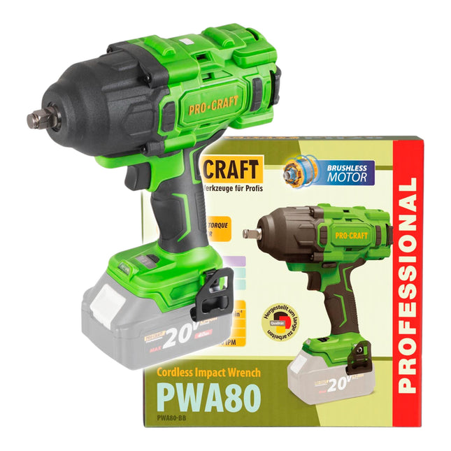 Procraft PWA80bb Akku Schlagschrauber 20 V 1600 Nm 1 2 Brushless Solo ohne Akku ohne Ladegeraet 0 - toolbrothers