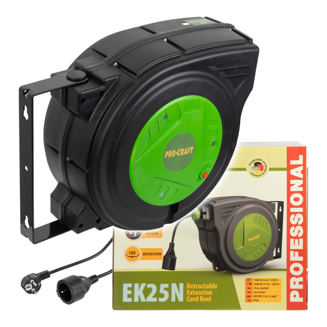 Procraft EK25N Selbsteinziehendes Verlaengerungskabel 25 m 0 - toolbrothers