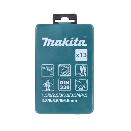 Makita D-54075 HSS-R Set di 13 Punte per foratura in Metallo - DIN 338 118°