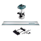 Akumulatorowa frezarka wielofunkcyjna Makita DRT 50 Z 18V Brushless Solo + adapter szyny prowadzącej + szyna prowadząca 1000mm - bez akumulatora, bez ładowarki