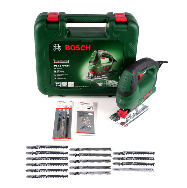 Bosch PST 670 (CT) Heimwerker Stichsäge 500W + 18x Stichsägeblätter + Koffer