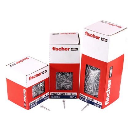 Fischer Power-Fast II FPF II Spanplattenschraube 5,0x25 mm 200 Stück ( 670349 ) Senkkopf mit Torx Vollgewinde galvanisch verzinkt, blau passiviert